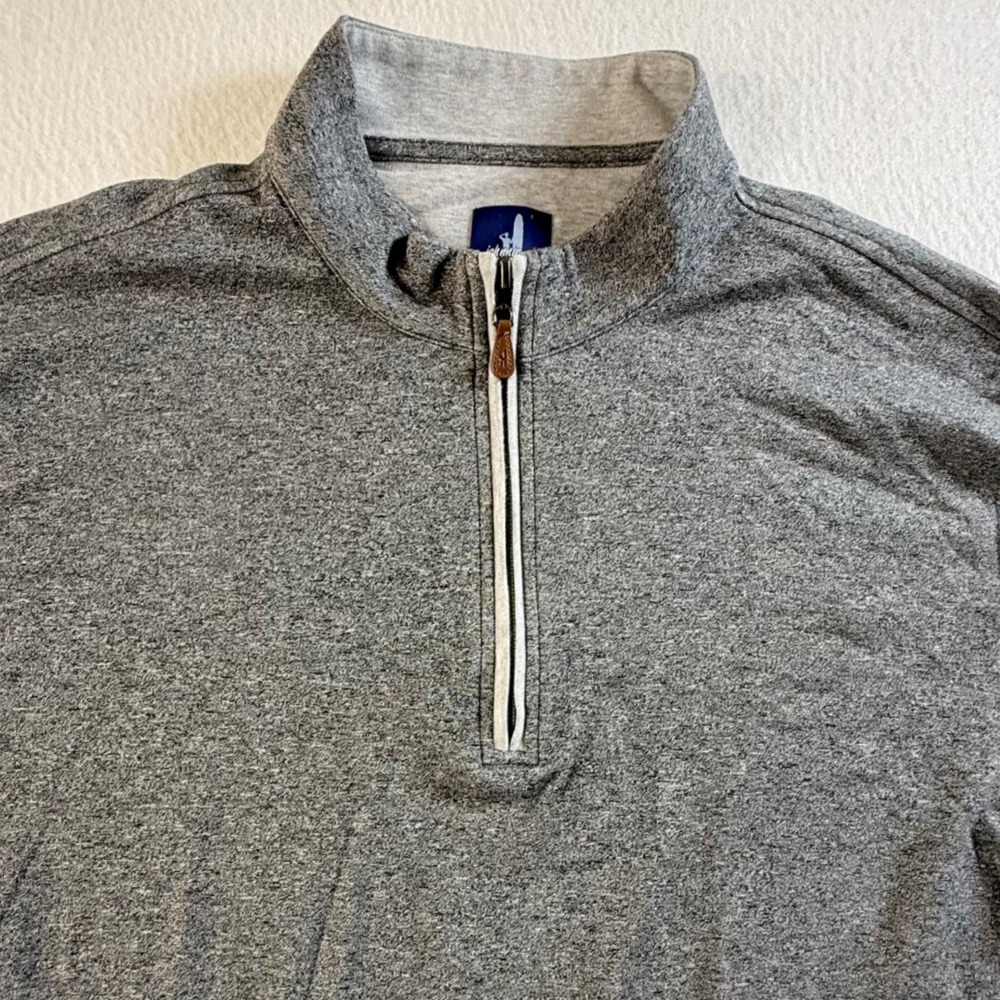 Johnnie-O 1/4 Zip‎ Pullover Mens Large Heathered Cotton Lyocell Gray Performance